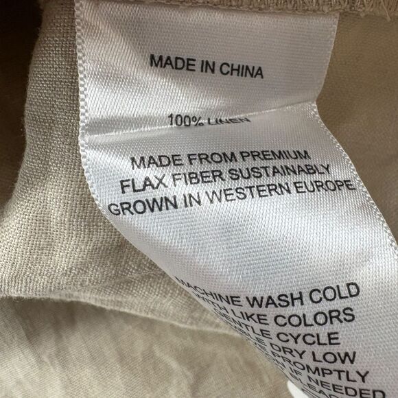 Quince 100% European Linen Button Front Dress Driftwood Beige Medium - Picture 12 of 15